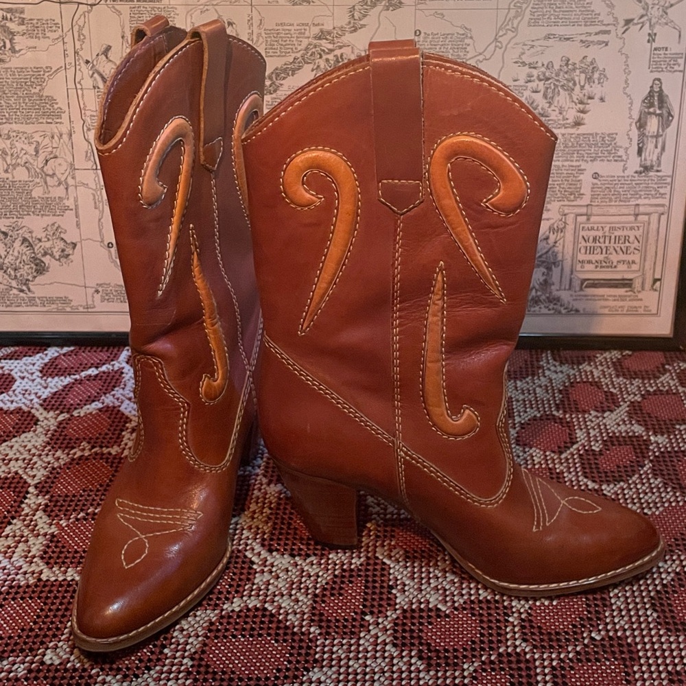 Rusty Brown 1970’s Style Western Midcalf Boots